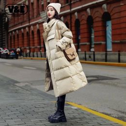 Women's Trench Coats VailElagent Thick Long Parkas Women Winter Down Cotton Over-knee Puffer Jacket Vintage Warm Coat Fashion Korean Style