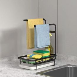 Organisation Kitchen Organiser Sink Rack Sponge Holder Kitchen Sink Organiser Towel Holder Drainer Sink Tray with Drain Pan Storage Rack