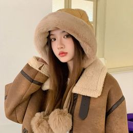 Outdoor Hats Winter Golf Hat Warm Womens Cap Women Korean Version Down Cotton Ear Protection Supplies 231128