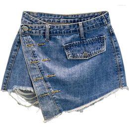 Women's Shorts Denim Skirt Women 2023 Summer High-waist Loose Hole Jeans