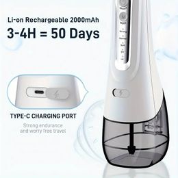 Water Dental Flosser For Teeth Cleaning, Cordless Portable Rechargeable Oral Irrigator 4 Modes 5 Tips IPX7 Waterproof Powerful Battery Water Teeth Cleaner Pick