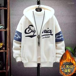 Men's Hoodies Men Letter Autumn Winter Vintage Zipper Long Sleeve Oversized Jacket Coat Harajuku Casual Hooded Sweatshirt