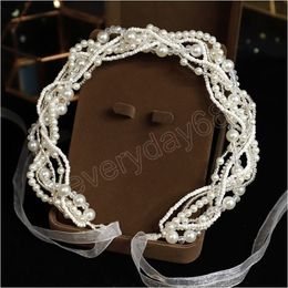 Women's Pearl Hairband Wedding Hair Accessories Fairy Crystal Headbands Elegant Girls Tiaras Princess Hair Hoop Jewelry