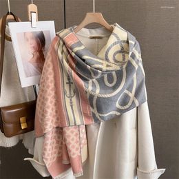 Scarves 2023 Luxury Warm Pashmina Shawl Women Scarf Thick Winter Travel Poncho Cashmere Wraps Bufana Design Print Blanket Casual Echarpe