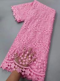 Fabric Pink African Net Lace 2022 High Quality Sequined Nigerian Wedding Lace Fabrics With Sequins French Tulle Lace Material 5Yards