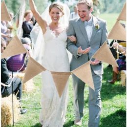 Party Decoration 3.5M 13 Flags Vintage Jute Wedding Decor Anniversaire Birthday Halloween Banner