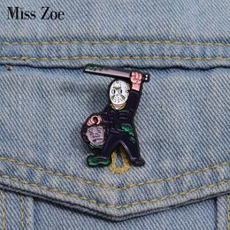 Friday Horror Enamel Pins Custom Brooches Lapel Badges Punk Gothic Movie Character Jewelry Gift for Kids Friends