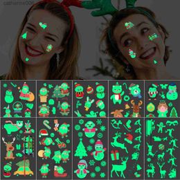 Tattoos Colored Drawing Stickers Waterproof Temporary Tattoo Sticker Christmas Santa Claus Snowman Glows in the Night Fake Tatto Flash Tatoo Tato for WomenL231128