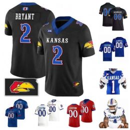 Custom 2024 NCAA Kansas Jayhawks Football Jersey 6 Jalon Daniels 4 Devin Neal 2 Lawrence Arnold 1 Kenny Logan Jr. 8 Kwinton Lassiter 9 Jason High