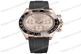 Mens Rose Gold Watch 2813 Sport Automatic m116515ln 40mm Champagne Diamond Dial Ceramic Bezel Natural Rubber Strap No Chronograph 1167885