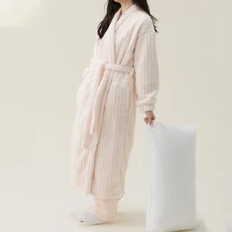 Women's Sleepwear Coral Fleece Bathrobe Autumn Thickened Warm Plush Pyjama Winter Robe Dress Cosy Nightwear For Women