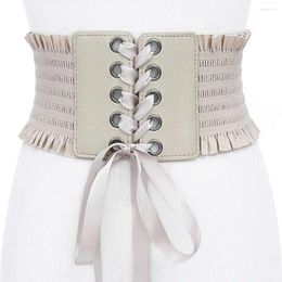 Belts Tie PU Leather Lace Adjustable Waistband Wide Belt Waist Corset Women Elastic Cummerbunds
