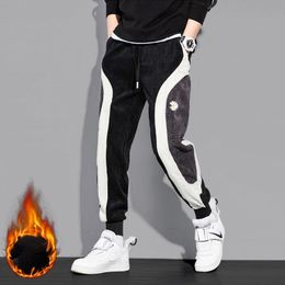 Pants Autumn Winter Corduroy Joggers Mens Splicing Patchwork Pants Casual Harem Pants Thick Loose Streetwear Hip Hop Cargo Trousers