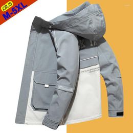 Men's Jackets Hooded Jacket Men Fashion Contrast Color Male Coat Camping Outdoor Man Windbreaker Bomber Boys Cloting
