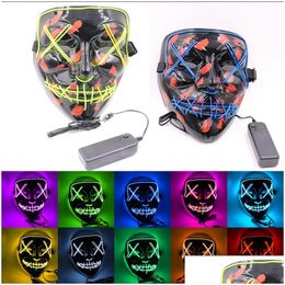 Party Masks Led Light Mask Up Funny From The Purge Election Year Great For Festival Cosplay Halloween Costume Drop Delivery Home Gar Dhc1R