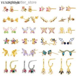 Stud YUXINTOME 925 Sterling Silver Ear Needle Exquisite Color Crystal Zircon Luxury Stud Earrings for women Fashion Jewelry YQ231128