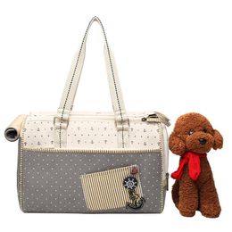 Carrier Pet Dog Fashion Dot Breathable Canvas Bag Outdoor Travel Carries Portable Slings Bags For Small Dogs Cats PB747