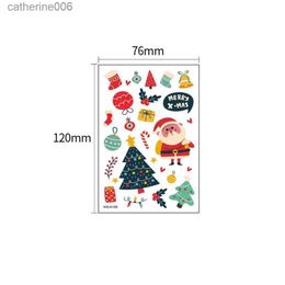 Tattoos Colored Drawing Stickers 16PCS Christmas Children Tattoo Sticker Waterproof Temporary Cartoon Body Transfer Festival Kid Toy Art Arm Leg Decorate GiftL23