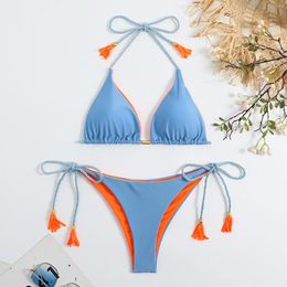 Women's Swimwear Sexy Push Up Bikinis Pleasted Swimsuit Women String Beachwear Solid Colour Bath Suit Micro Thong Brazilian Biquini L5