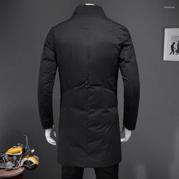 Men's Down Fashion Designer Long Sleeve Single Breasted Mens Outerwear Coats Winter Warm Medium Length Male Cotton Parkas Plus Size 5XL