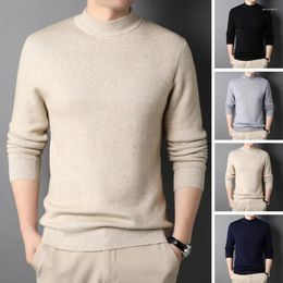 Men's Sweaters Ribbed Hem Sweater Neck Protection Stylish Half-high Collar Slim Fit Soft Warm Knit Anti-pilling