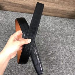 Belts Authentic Exotic Crocodile Skin Men's Classic Black Colour Waist Strap Without Buckle Genuine Real Alligator Leather Male