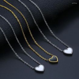 Chains Heart Pendants Necklace Shell Natural Stone Men Chain With Pendant Stainless Steel Jewellery Women Vintage