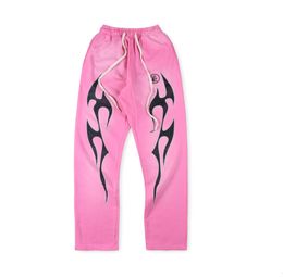 2024 Mens Designers Donna Pantaloni Hellstar Studios Pink Flame Pantaloni Pantaloni sportivi da uomo Jogger Moda Hip Hop Street Pantaloni casual