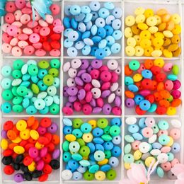 Baby Teethers Toys Kovict 50pcs Teething Pearl Silicone Beads Lentil 12mm Teether DIY Necklace Jewelry Bead Care Toy 230427