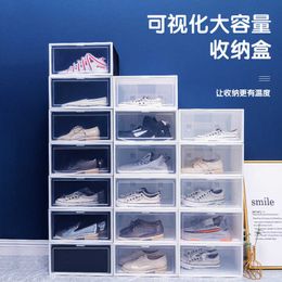 Storage Boxes Bins Transparent plus size side open basketball storage box men's and women's cabinet shoe rack W0428