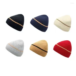 Berets 2023 Autumn Winter Cotton Solid Thicken Knitted Hat Warm Skullies Cap Beanie For Men And Women 186