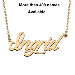 Chains Cursive Initial Letters Name Necklace For Ingrid Birthday Party Christmas Year Graduation Wedding Valentine Day Gift