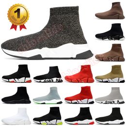 2023 free shipping Original Sock Casual shoes Speed 1.0 2.0 boots Luxury shiny knit socks designers Flat Sole Beige Triple Black Graffiti Sneaker booties Dhgate 36-45