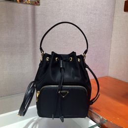 Nylon Bucket Bag Mini Lady Casual Bags Strings Black Shoulder Bag with Triangle Mark Designer Purses243J