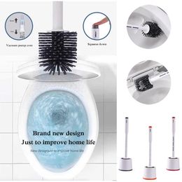 Brushes Silicone Toilet Brush with Base Detergent Refillable No Dead Corners Wash Cleaning Household WC Soft brush Bathroom Toilet Tool