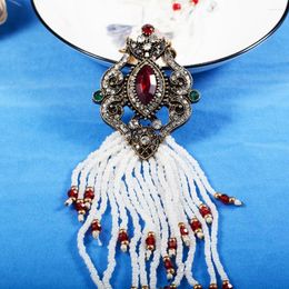 Pendant Necklaces Blucome Fashion Style Red Enamel Tassel Necklace Gold Color Alloy Bijoux Women Banquet Party Jewelry