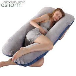 Maternity Pillows Luxury Velvet Pregnant Pillow U Shaped Full Body Pillow for Pregnant Woman Maternity side sleeper pregnancy Pillow for Sleeping Q231128