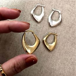 Hoop Earrings Huitan Geometric Metal For Women Gold Color/Silver Colour Fashion Lady's Ear Daily Wear Versatile Jewellery