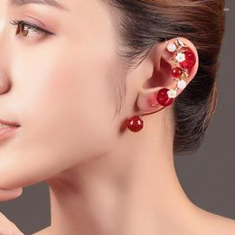 Dangle Earrings 1pcs Red Ancient Style Hanging Earring Ear Pendant For Hanfu Flower Cosplay Prop Decor Women Girl Jewellery Gift