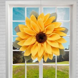 Decorative Flowers Bee Sunflower Wreath Handmade Artificial Garland With Wall Mounted Door Hanging Spring Decoration Home Room Entry Garden