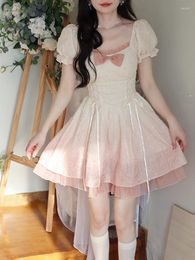 Casual Dresses Lolita Sweet Fairy Dress Women 2023 Summer Elegant Vintage Kawaii Korean Fashion Party Mini Y2k
