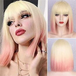 Synthetic Wigs Color Wig Female Short Hair Bobo Wig Shoulder Length Short Straight Hair Wigs Hair