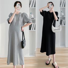 Maternity Dresses 9801# Summer Fashion Cotton Maternity Long Dress Casual Loose Straight Clothes for Pregnant Women Pregnancy 230428