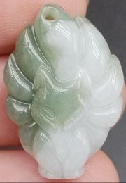 Certified 100% Natural Type A Jade Jadeite Carved Nine-Tailed Fox Pendant