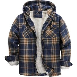 men's flannel shirt jacket wool lined plaid jacket full zip hooded sweater winter jacket winter jacket mens winter jacket 2EG8H