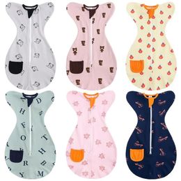 Sleeping Bags born Baby Raised Hand Antishock Cotton Printed Sleepsacks Swaddle Blanket Born Items Saco De Dormir 231127