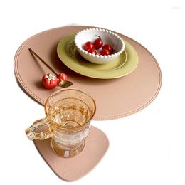 Table Mats Nordic Style Round Leather Placemats For Dining Washable/Waterproof/Wipable/Non Slip/Stain & Heat Resistant PU Place