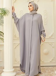 Ethnic Clothing Muslim Fashion Modest Dress Batwing Abaya Dubai Loose Single Breasted Abayas For Women Turkey Dresses Kaftan Robe Islam
