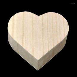 Jewelry Pouches Storage Box Wooden Crafts Wood Heart Shape Chic Art Mud Base DIY Cases For Container Accessories