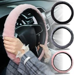 Steering Wheel Covers Winter Car Cover No Inner Ring 37-39cm Plush Warm Soft Non-slip Steer Protector Accessories